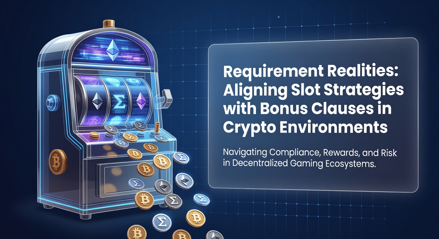 Digital slot reels spinning with crypto symbols and bonus clause overlays, illustrating strategy alignment in volatile markets