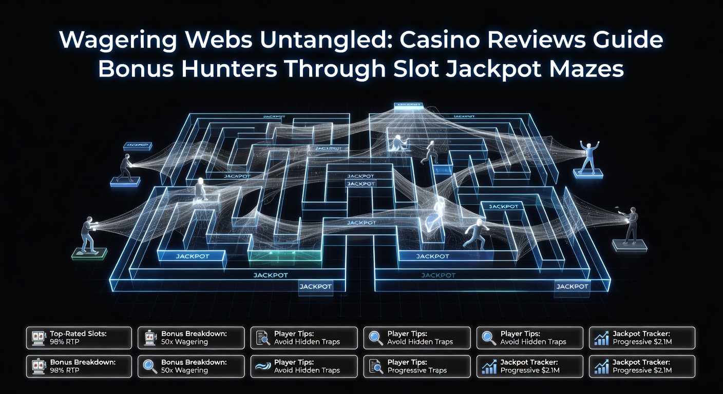 Infographic showing casino review metrics like wagering multipliers, RTP rates, and jackpot hit frequencies guiding bonus strategies amid slot reels