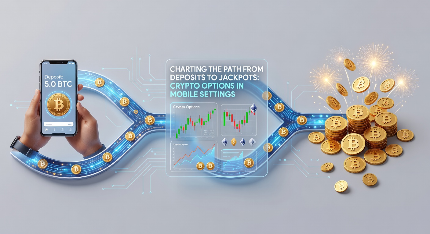 Smartphone screen displaying a crypto wallet interface connected to a mobile casino platform with deposit and slot game options