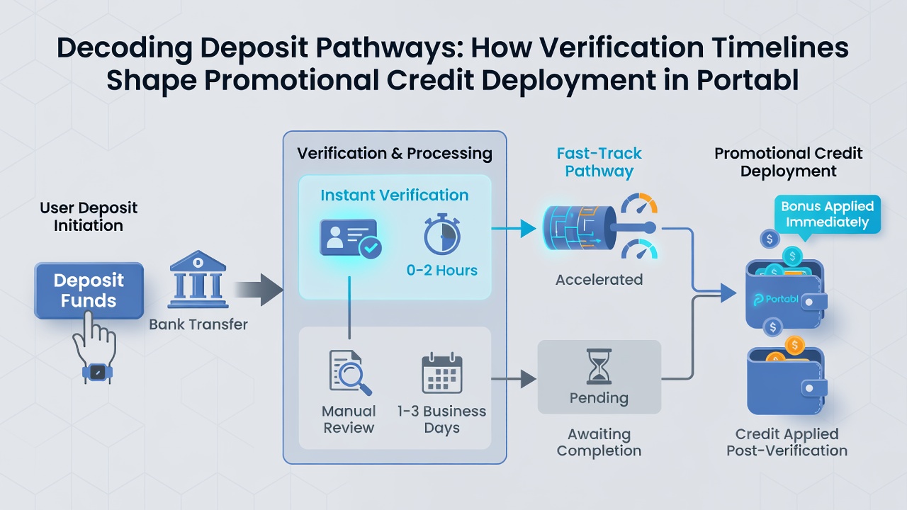 Diagram mapping verification stages to promotional credit release points in mobile prize applications