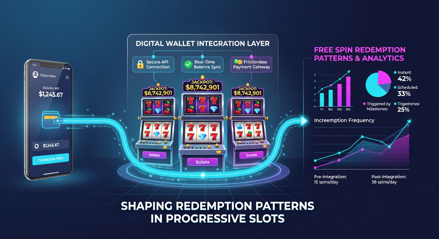 Mobile screen displaying instant free spin activation through a digital wallet in a progressive slot title