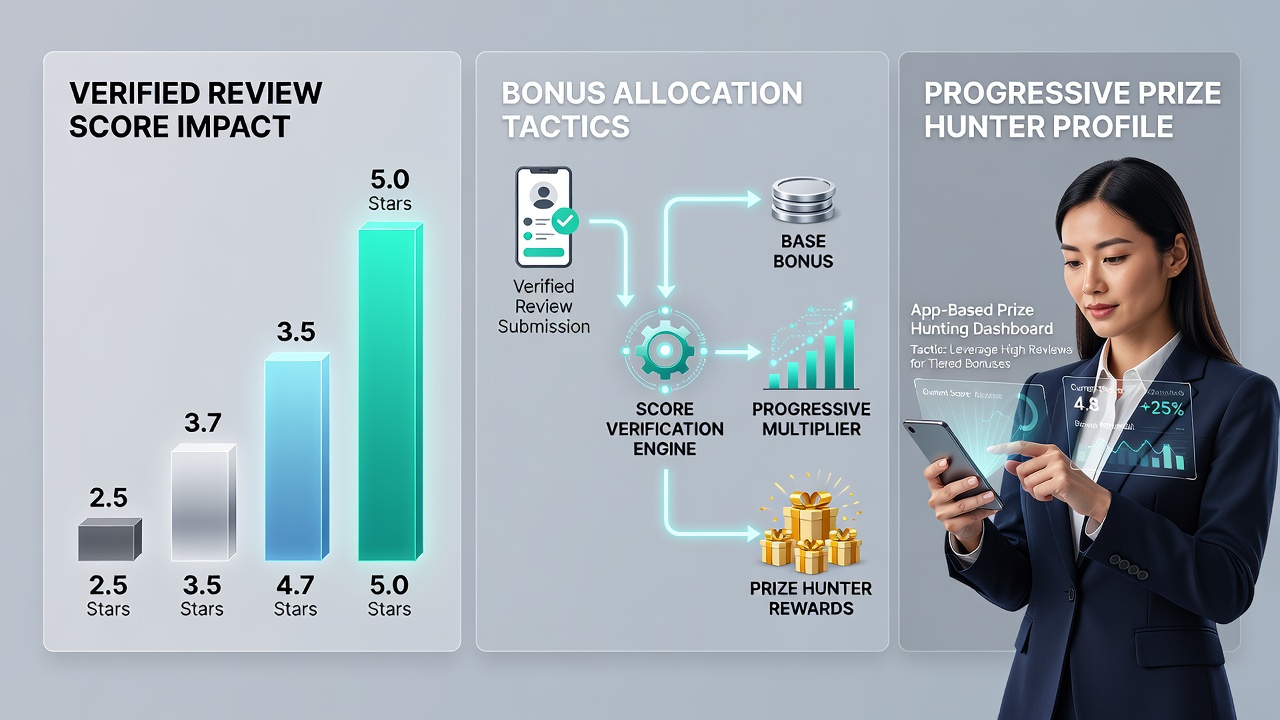 Analytics dashboard displaying review score impacts on crypto bonus strategies for jackpot hunters