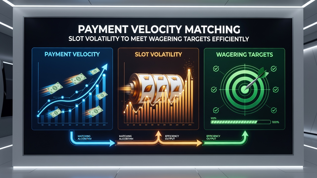 Chart displaying payment velocity metrics alongside slot volatility categories and wagering progress indicators