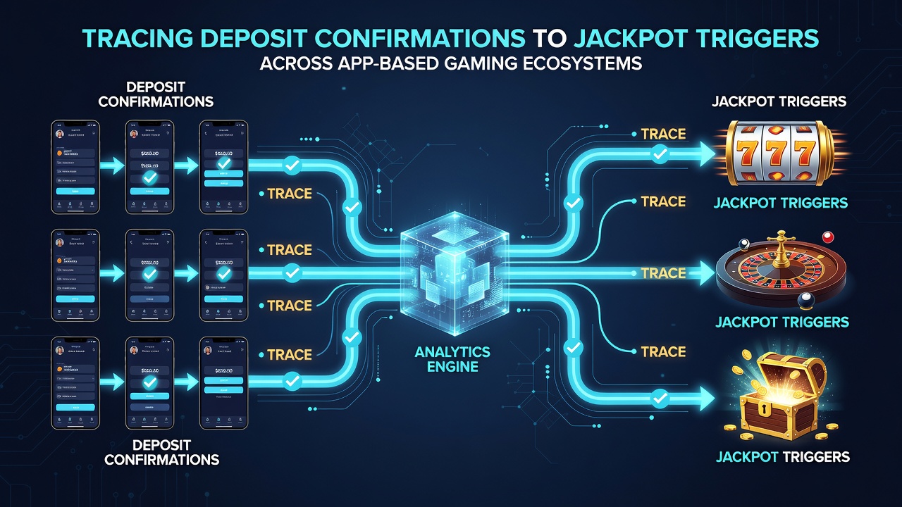 Diagram showing how verified deposits connect to jackpot activation sequences in mobile apps
